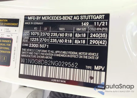 2022 Mercedes-Benz Glc 300 Suv z USA, uszkodzony, nr VIN W1N0G8DB2NG029562